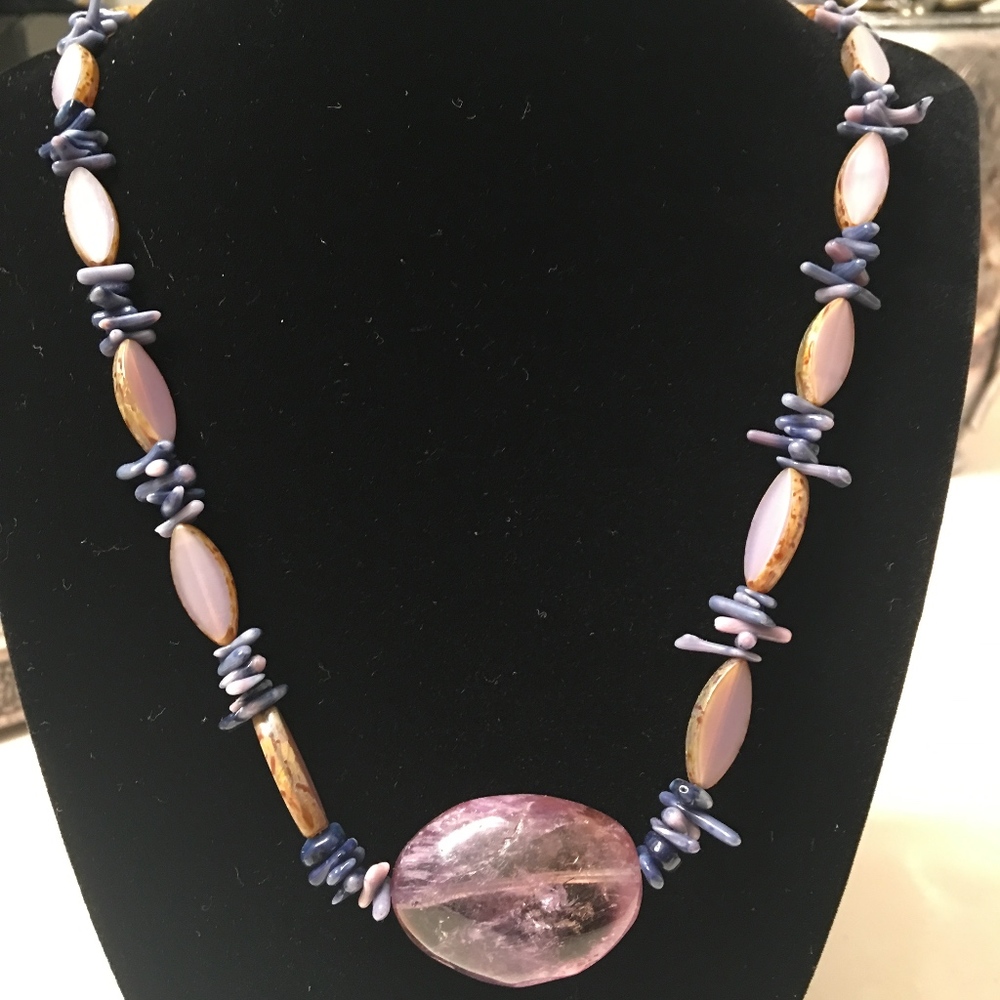 Amethyst Gem Stone Necklace with accent stones
